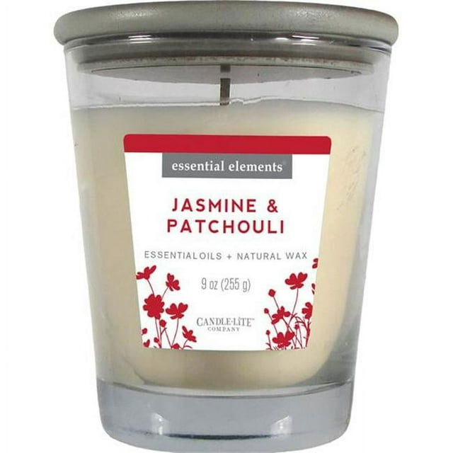 Candle Lite 251058 9 oz Jasmine & Patchouli Jar Candle with Gray Wood Lid