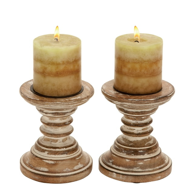 Candle Stands - Wood Candle Holder Pair