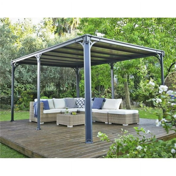 Palram - Canopia Milano 4300 10' x 14' Polycarbonate/Aluminum Gazebo - Gray/Bronze