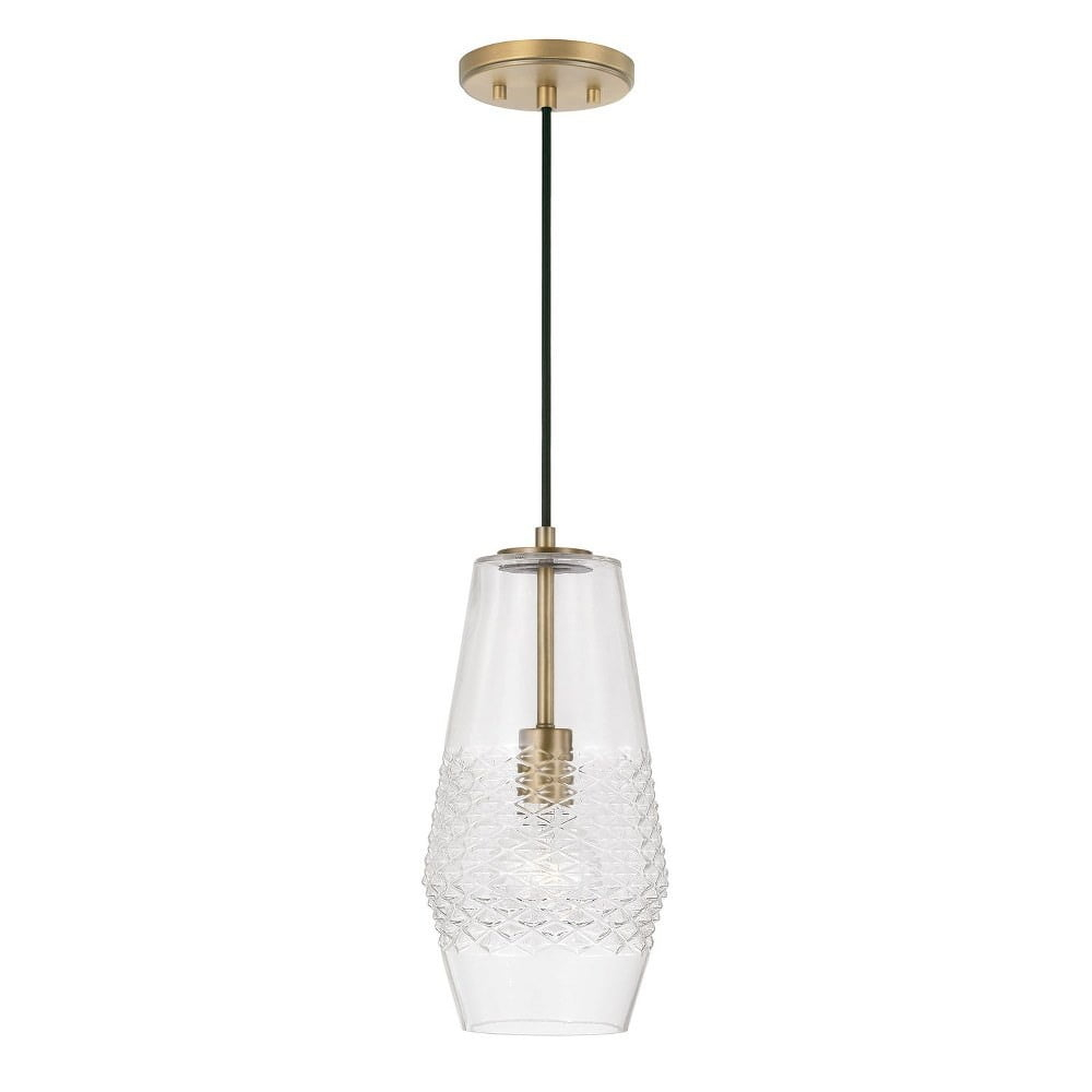 1 Light Pendant In Transitional Style-14.25 Inches Tall And 7 Inches Wide-Aged Brass Finish    -Traditional Installation Capital Lighting 345011Ad