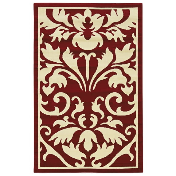 4&#39;8&#34;x7&#39;6&#34; Capri Damask Rug Red/White - Linon