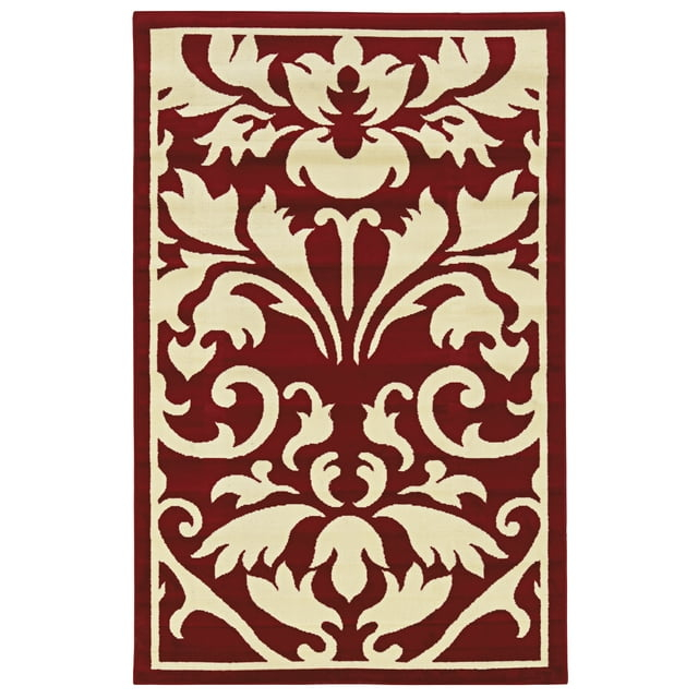 4&#39;8&#34;x7&#39;6&#34; Capri Damask Rug Red/White - Linon