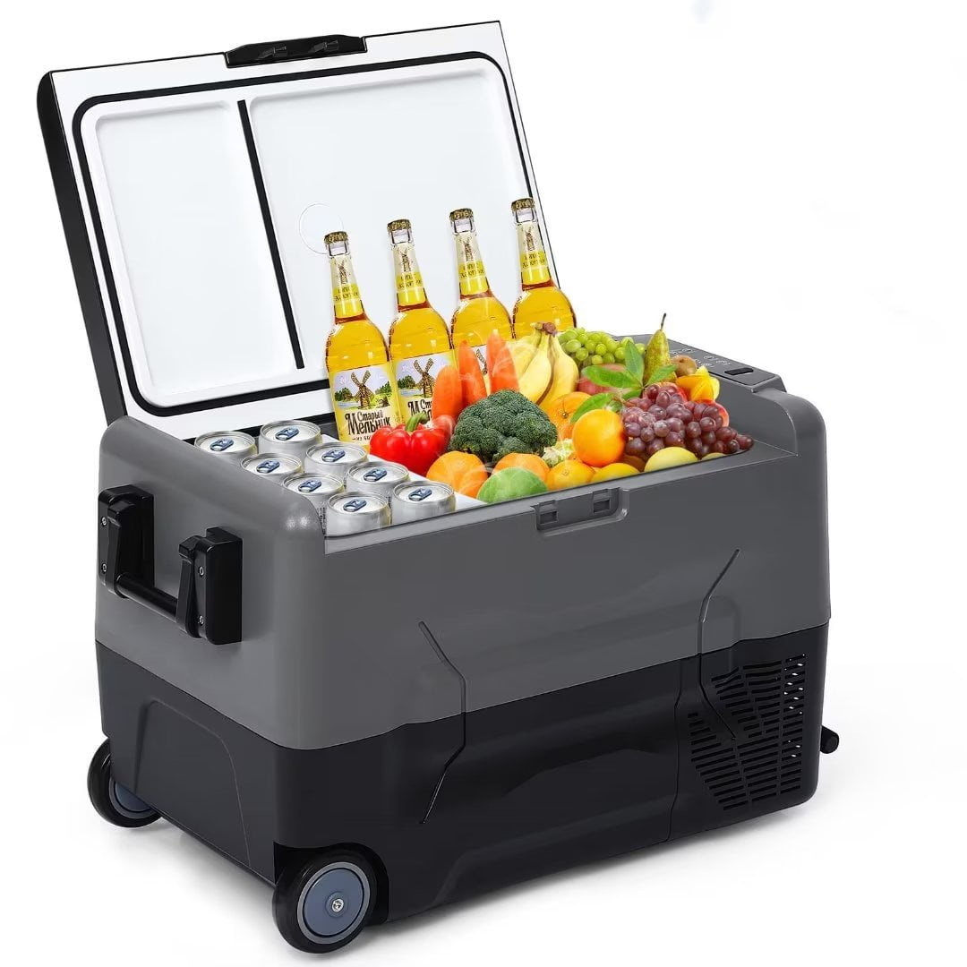 Car Refrigerator with Movable Wheels, Portable Freezer with 12/24V DC&110-240V AC, RV Car Fridge Dual Zone APP Control, 48 Quart (45L) -4℉-68℉ Portable Refrigerator for Camping, Fishing, Outdoor