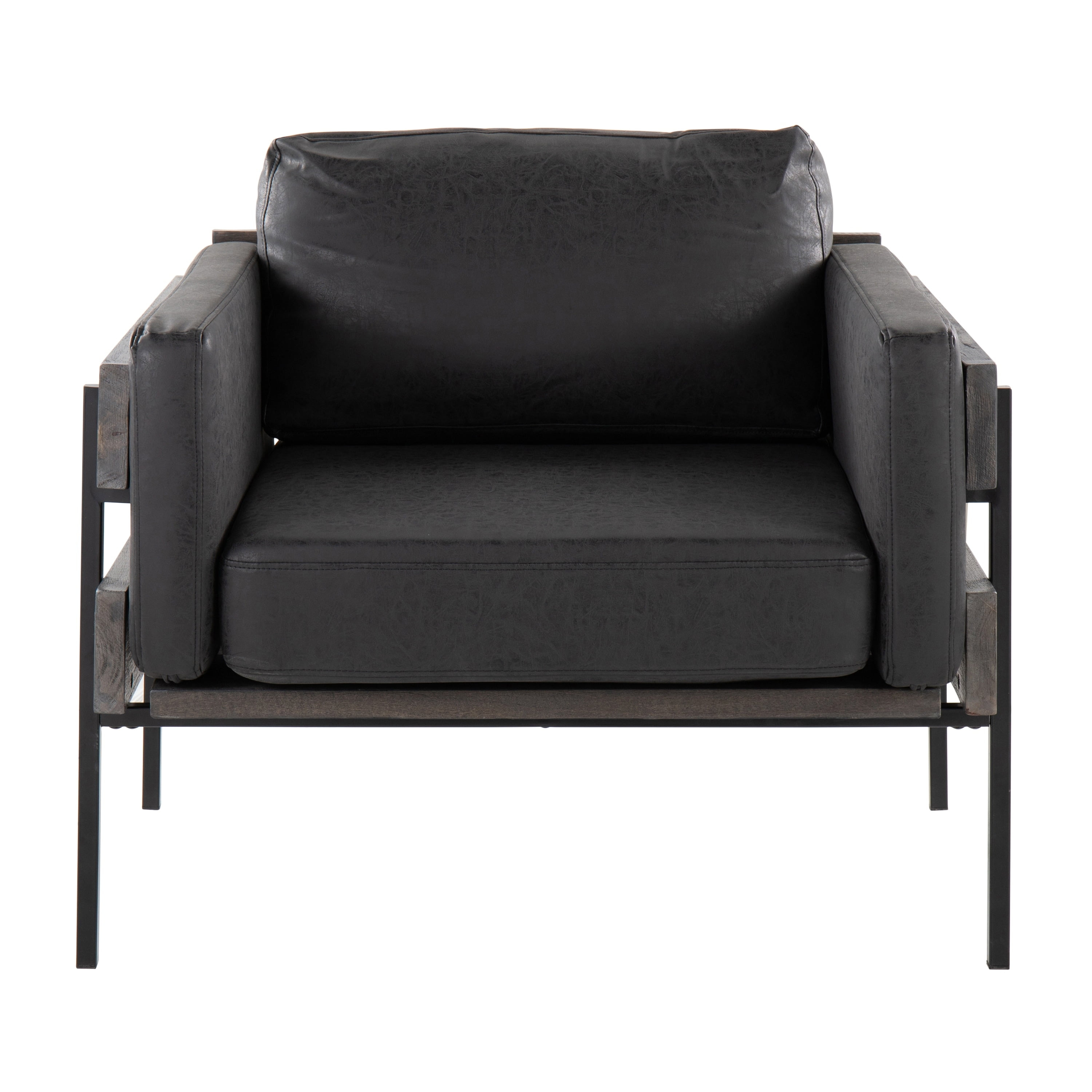 Carbon Loft  Kari Accent Chair Black Faux Leather/Grey Wood/Black Metal N/A Faux Leather, Wood Faux Leather