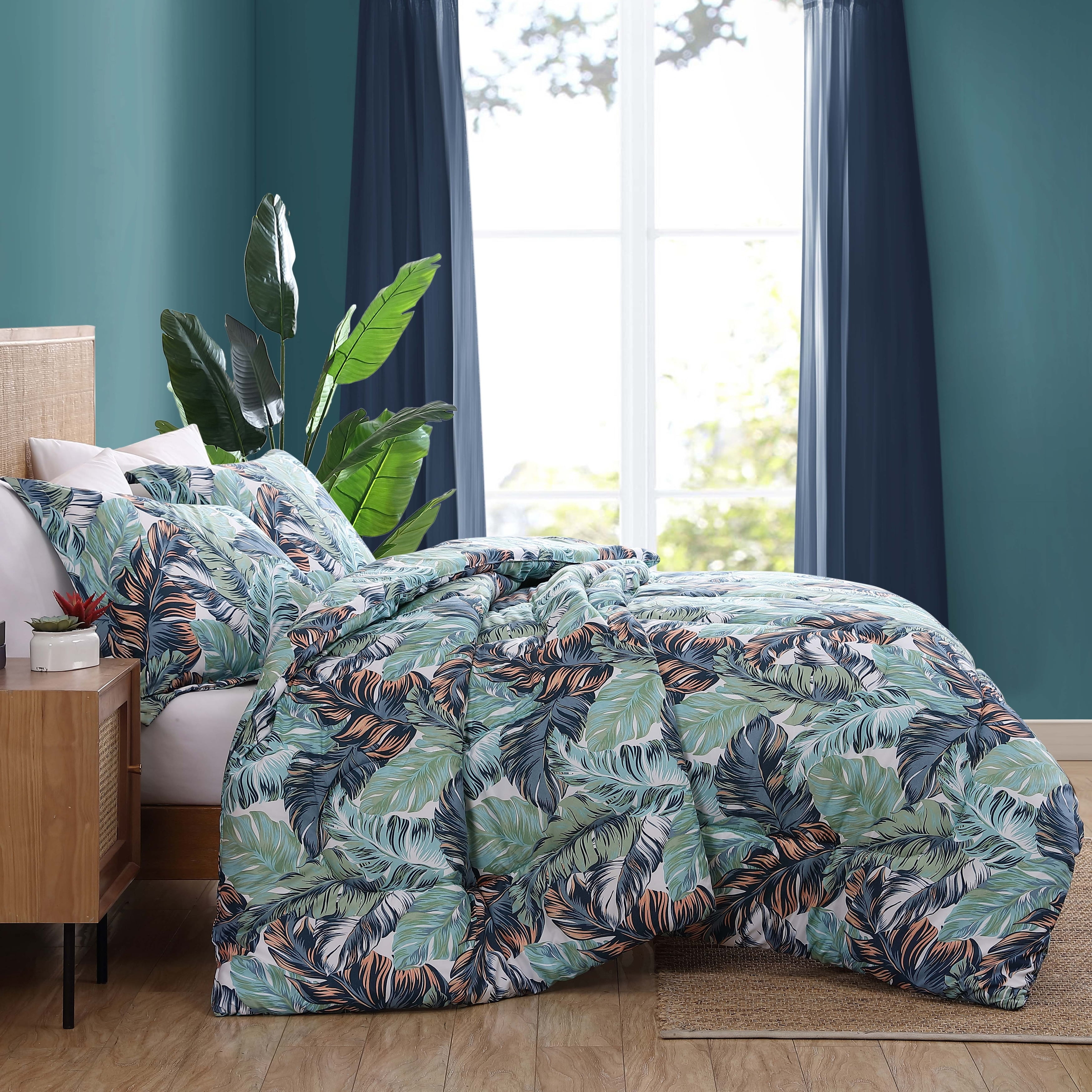 Caribbean Joe  3PC Comforter Set Full - Queen - Camo Palm