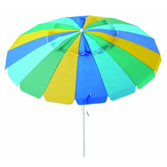 Caribbean Joe 8ft Beach Umbrella with UV Protection, Vented Canopy