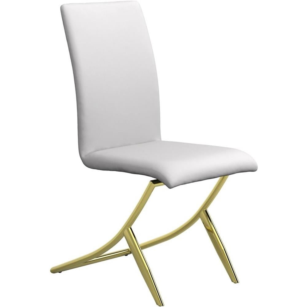 Coaster Chanel Upholstered Faux Leather Dining Chairs in White