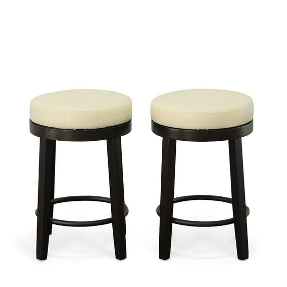 Carolina Classics Era Swivel 24" Counter Stool in Cream and Espresso (Set of 2)