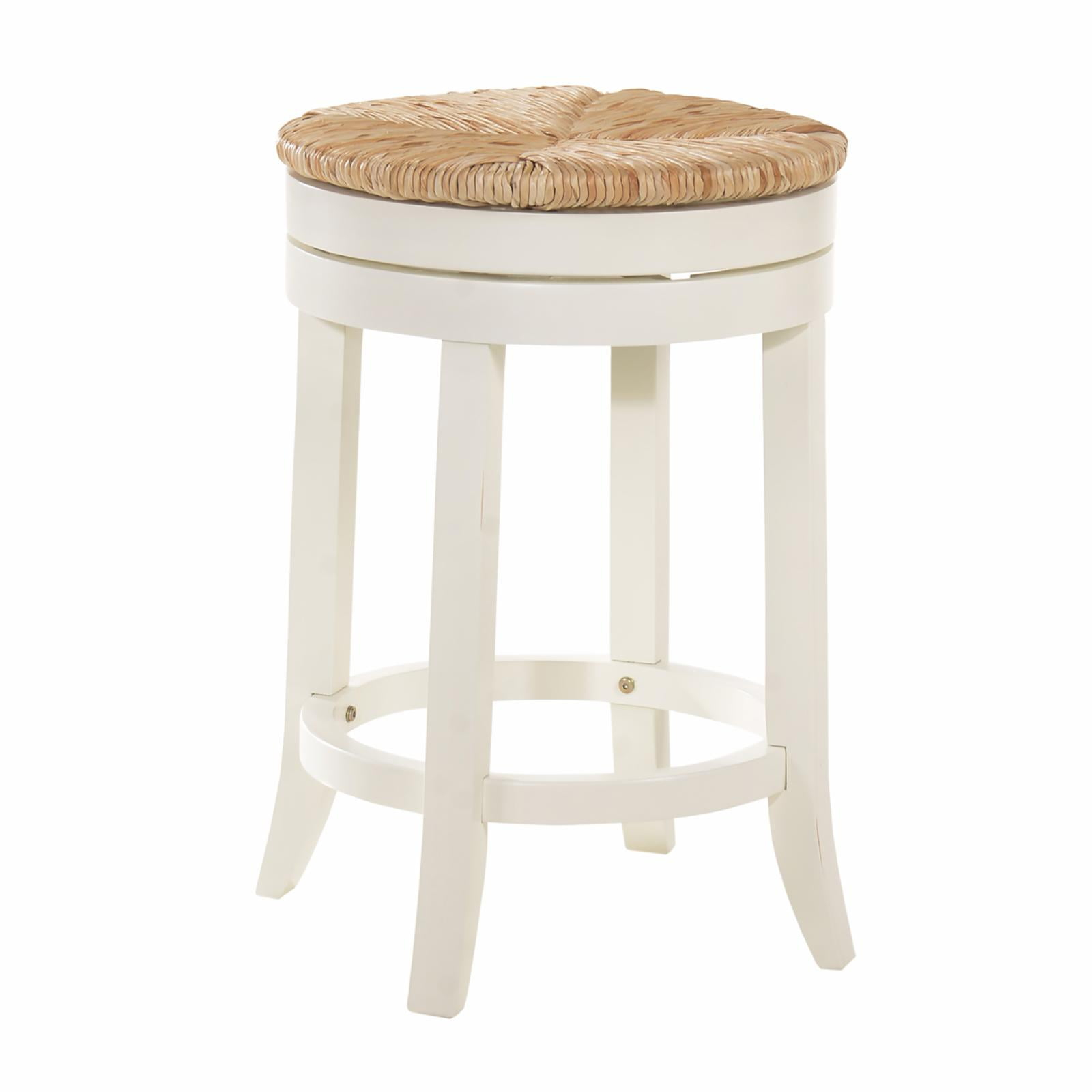 Carolina Classics Irving  24" Swivel Rush Seat Counter Stool in Antique White