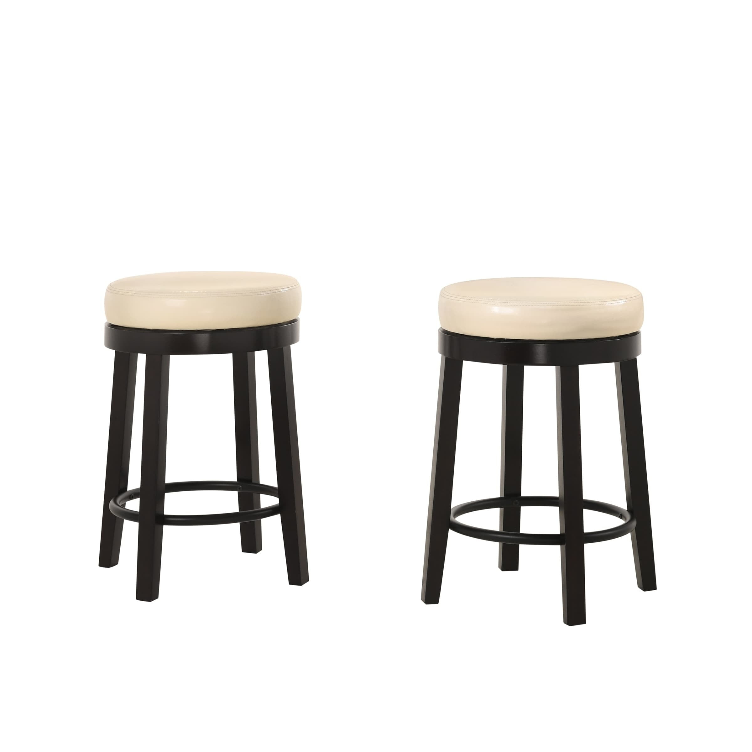 Carolina Cottage Emerson Swivel 30-inch Bar Stool, Set of 2 - N/A Cream/ Espresso Bar Height