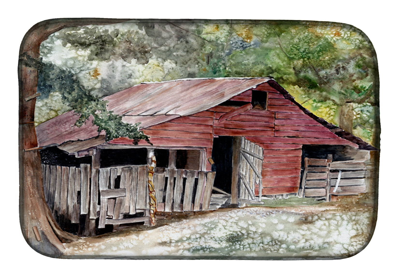 Carolines Treasures 8740DDM Old Barn Dish Drying Mat 14 x 21" multicolor