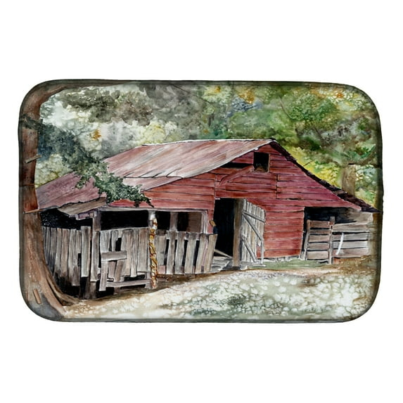 Carolines Treasures 8740DDM Old Barn Dish Drying Mat 14 x 21" multicolor