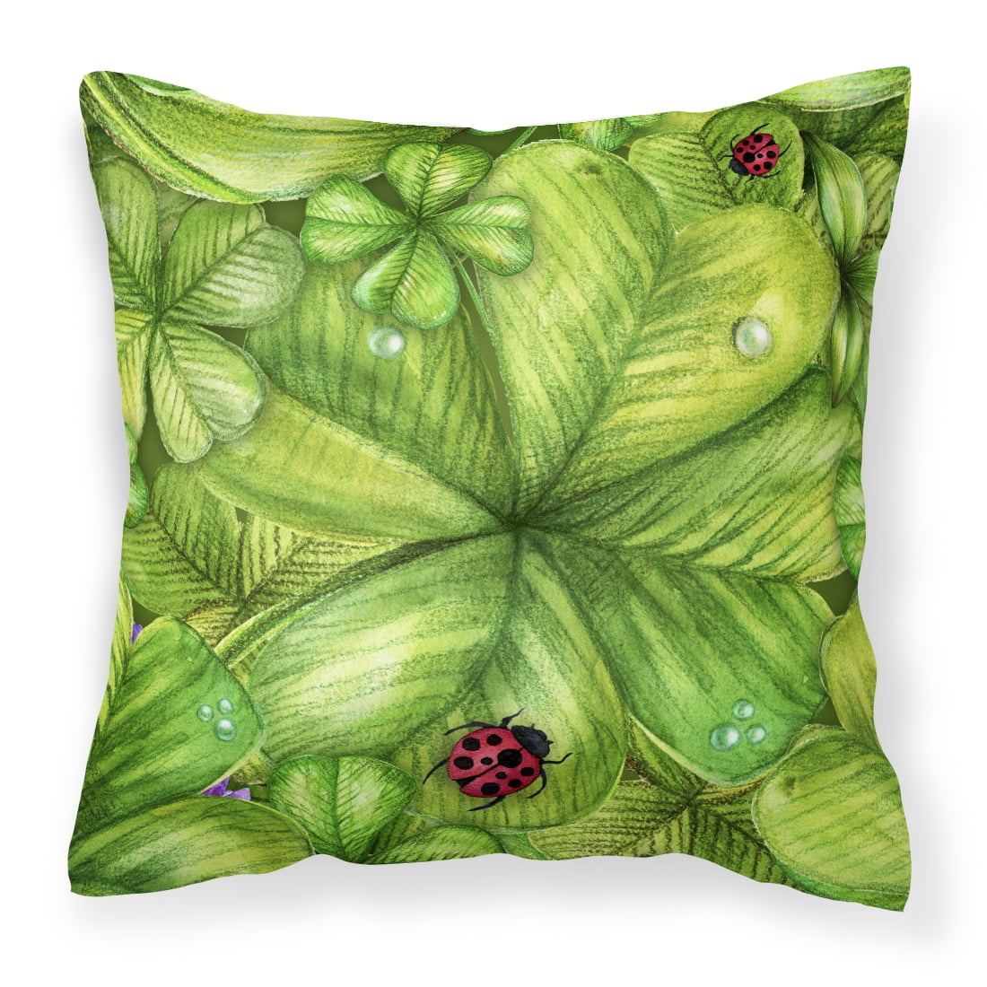 Carolines Treasures BB5754PW1414 Shamrocks and Lady bugs Fabric Decorative Pillow, 14Hx14W, multicolor