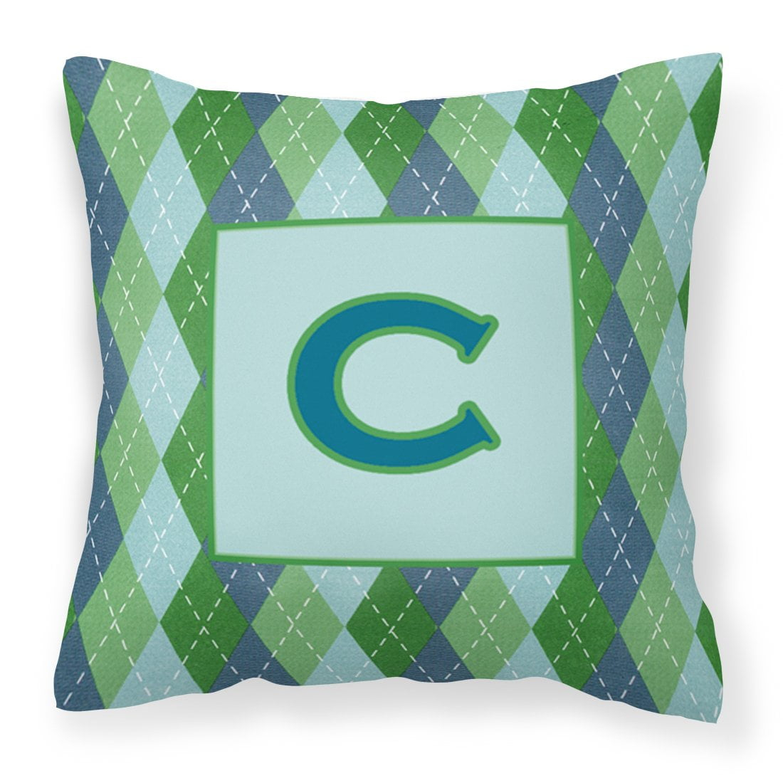 Carolines Treasures CJ1020-CPW1414 Monogram - Initial C Blue Argoyle Decorative   Canvas Fabric Pillow CJ1020 14Hx14W