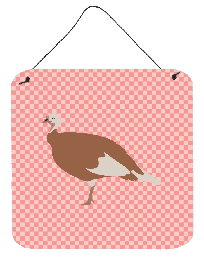 Carolines Treasures  Jersey Buff Turkey Hen Pink Check Wall or Door Hanging Prints - 6 x 6 in.
