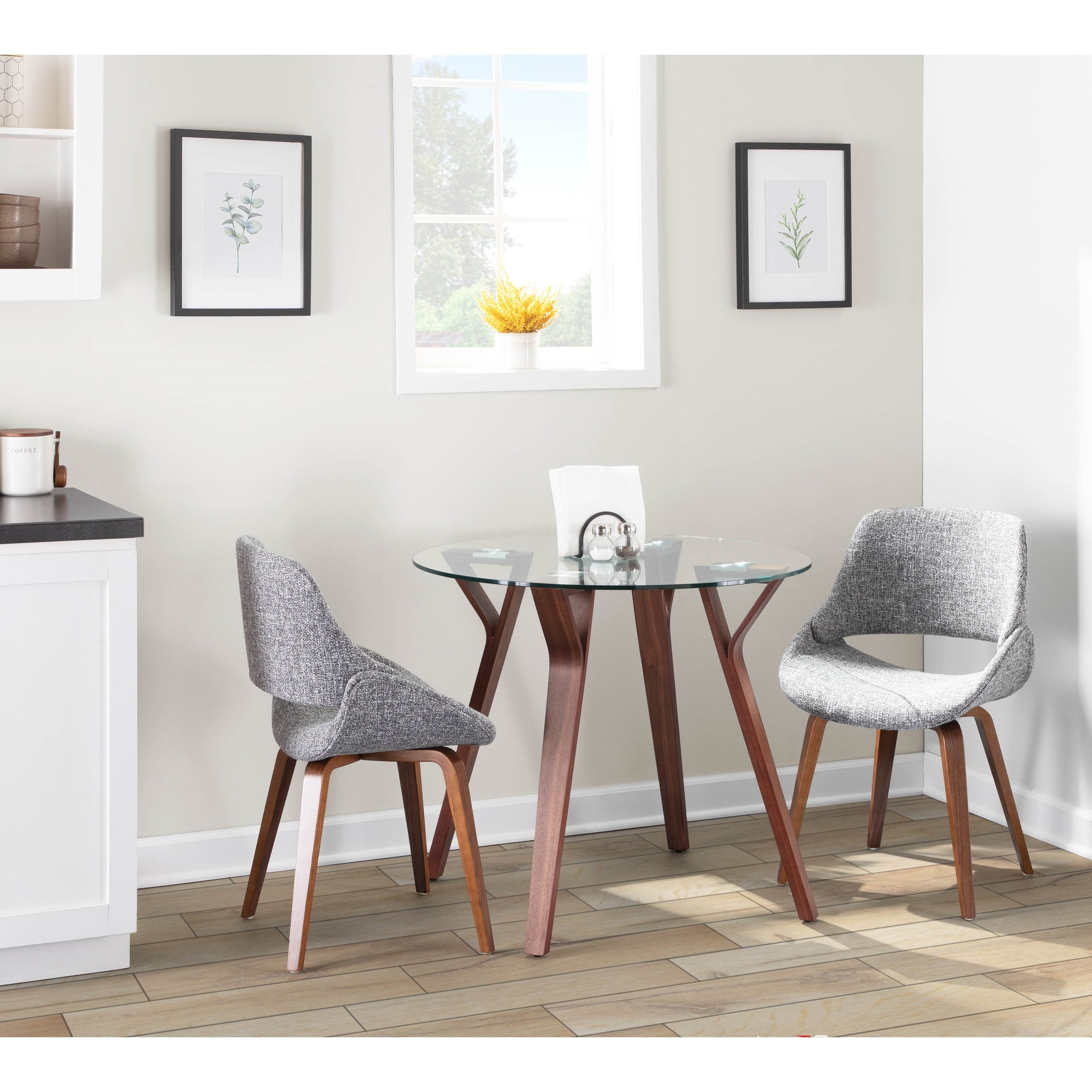 Carson Carrington  Svellingen Mid-Century Modern Cross Frame Bent Wood Chair (Set of 2) Grey Polyester, Foam