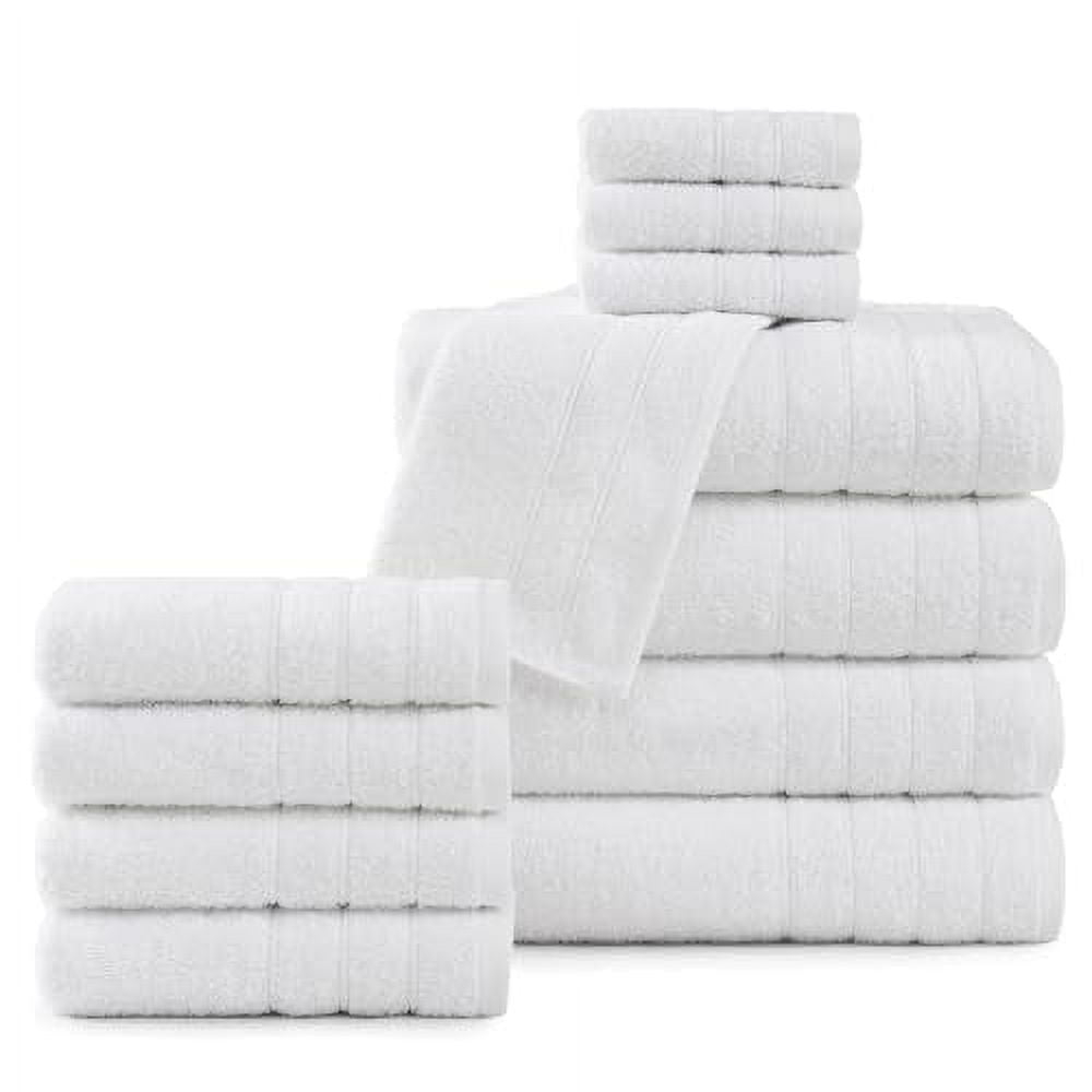 Casa Platino Solid Print Cotton Towel Set, White, 12 Count