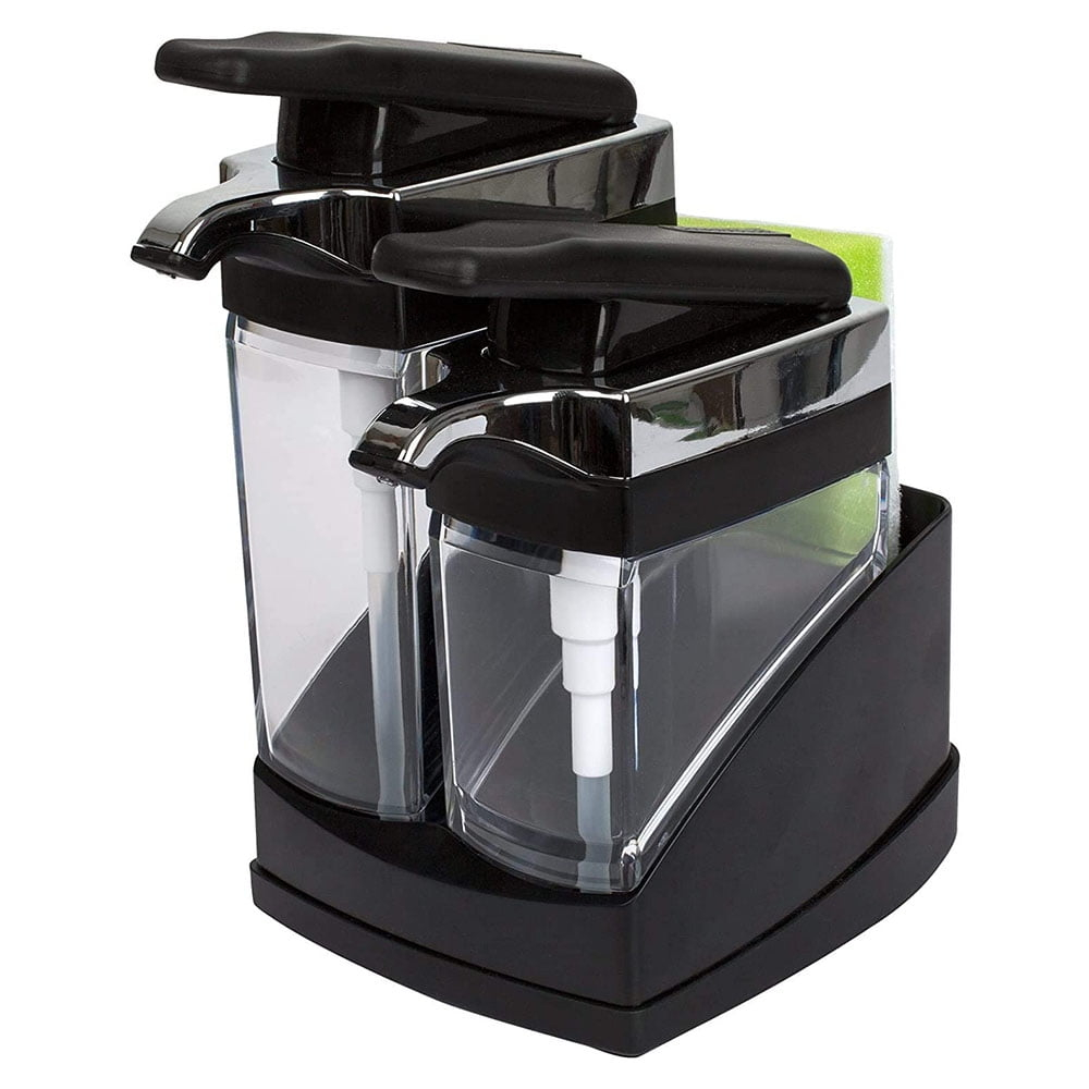 Casabella Sink Sider Duo With Sponge Storage for Dish Soap & Hand Soap - Black Chrome Plating