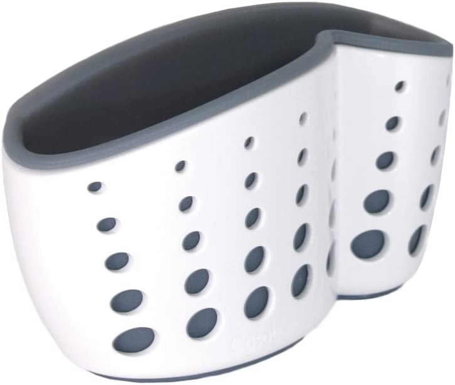Casabella Sink Sider? Suction Cup Sponge Holder, Versatile Tool, Storage Capabilities, Use in Kitchen or Bathroom, White/Grey