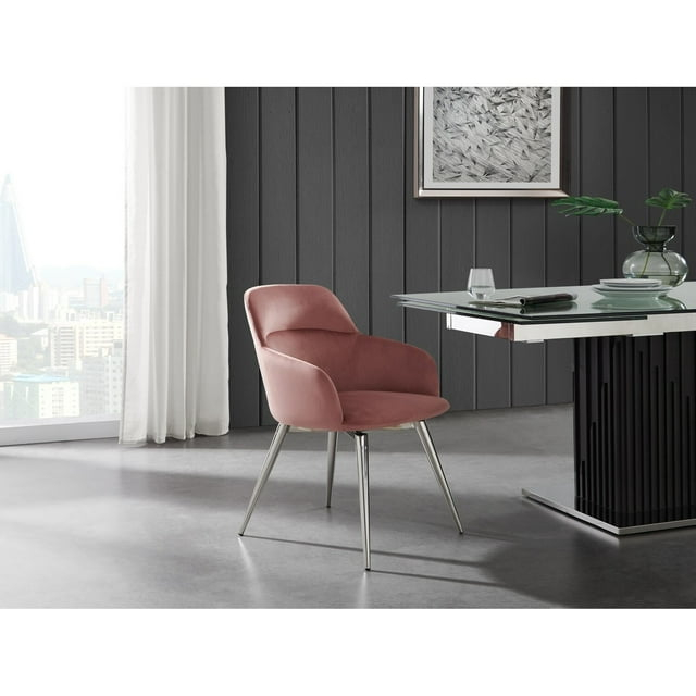 Casabianca Home Pirouette 180 swivel dining chair in dusty pink velvet.