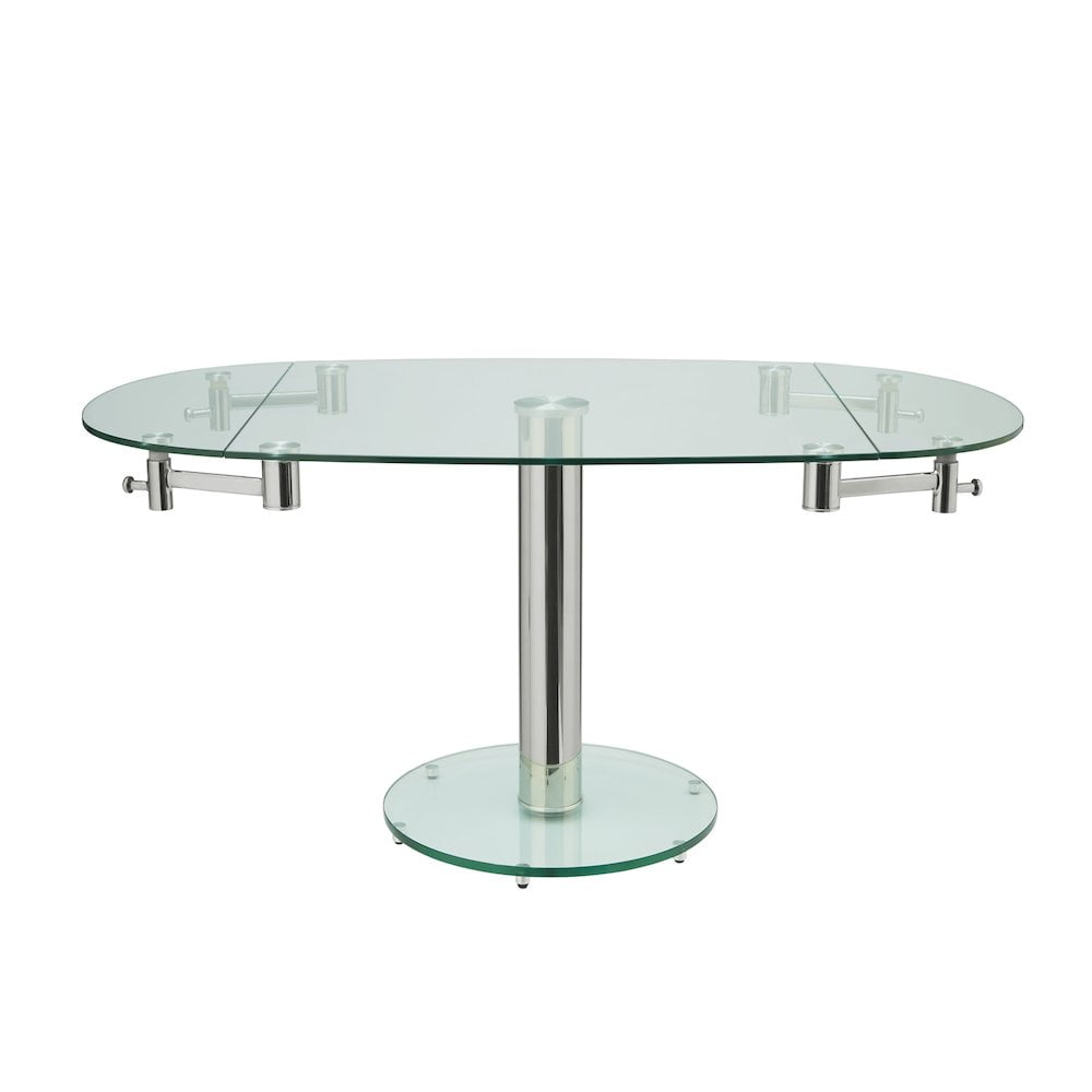 Casabianca Modern Thao Stainless Steel Extendable Dining Table in Clear