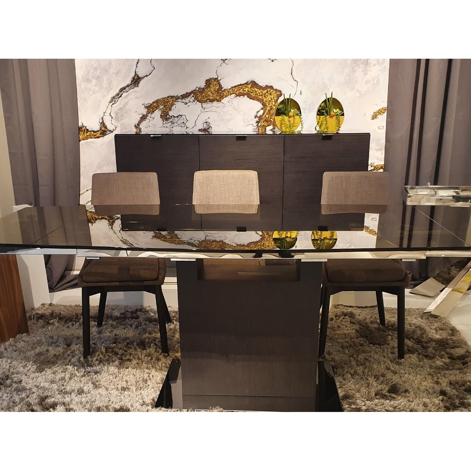 Casabianca Modern Vizzione Engineered Wood Buffet-Server in Dark Gray Oak