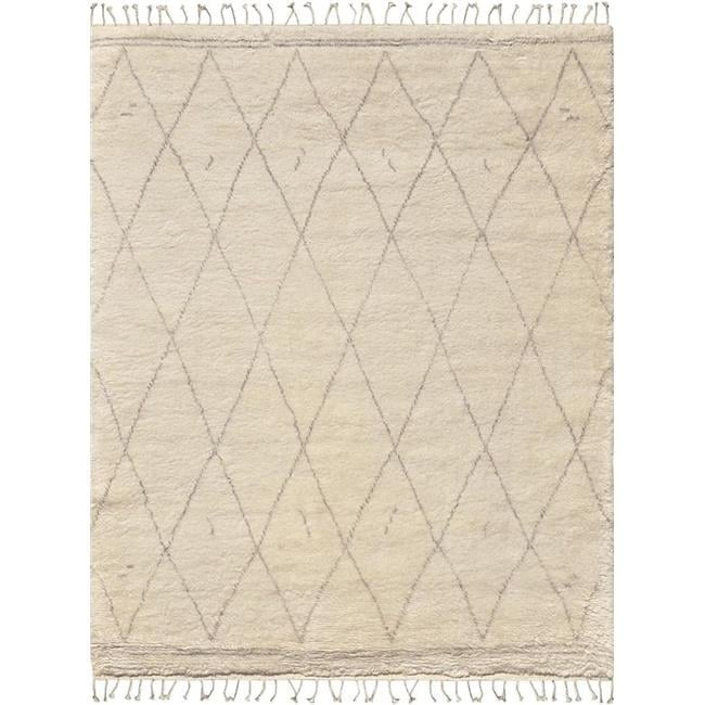 Casablanca Moroccan Collection Hand-Knotted Wool Area Rug- 5' 6' X 8' 6' - Ivory - 5' 6' X 8' 6'