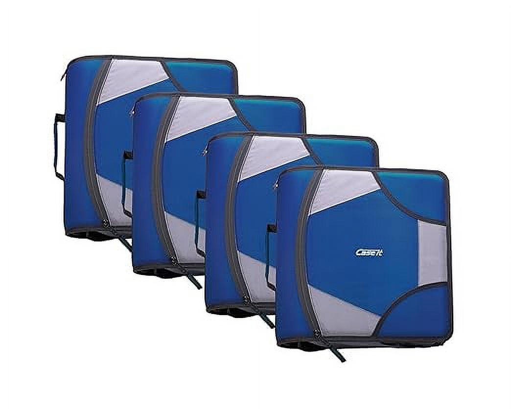 Case it King Size Mighty Zip Tab Binder, 3 Rings, 4" Capacity, 11 X 8.5, Midnight Blue