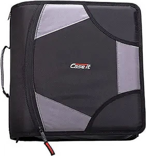Case-it The King Sized Zip Tab Zipper Binder - 4 Inch D-Rings - 5 Subject File Folder - Multiple Pockets - 800 Sheet Capacity - Jet Black