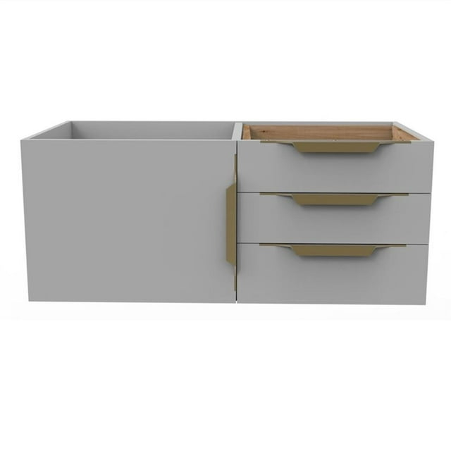 Castello USA Alpine 35" Wood Floating Vanity Base in Gray with Gold Handles