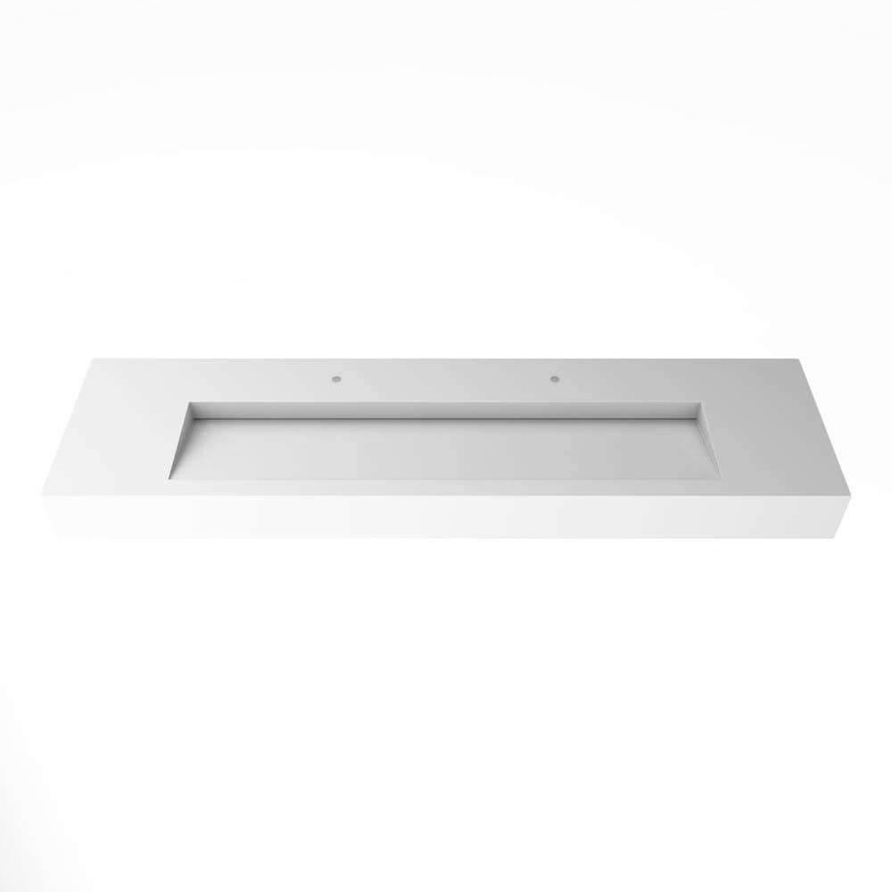 Castello USA Wall-Mounted Solid Surface Single Bathroom Sink with Ramp Basin in White