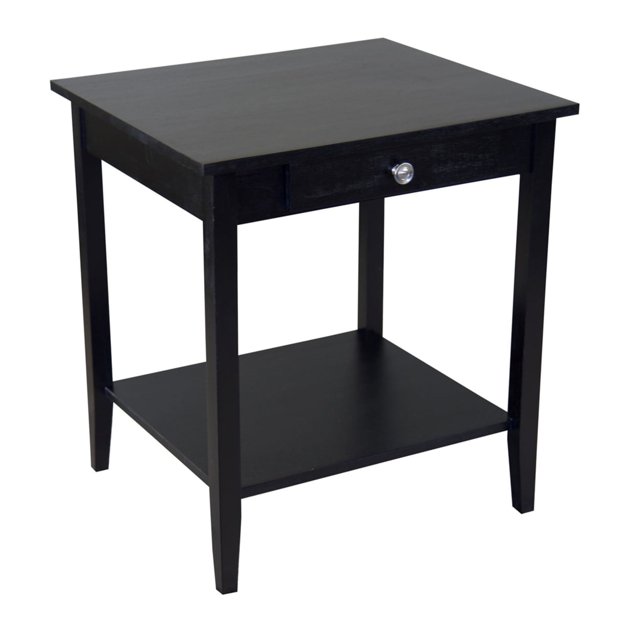 Casual Contemporary Living 2-Tier Solid Acacia End Table with Drawer - Black
