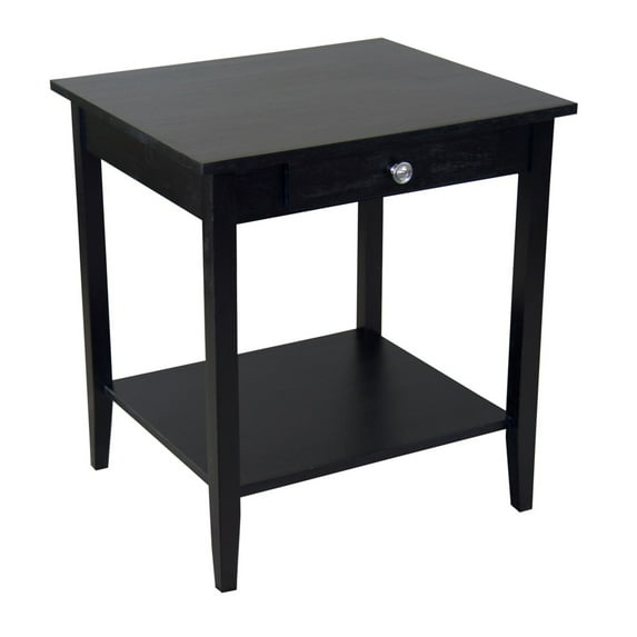 Casual Contemporary Living 2-Tier Solid Acacia End Table with Drawer - Black