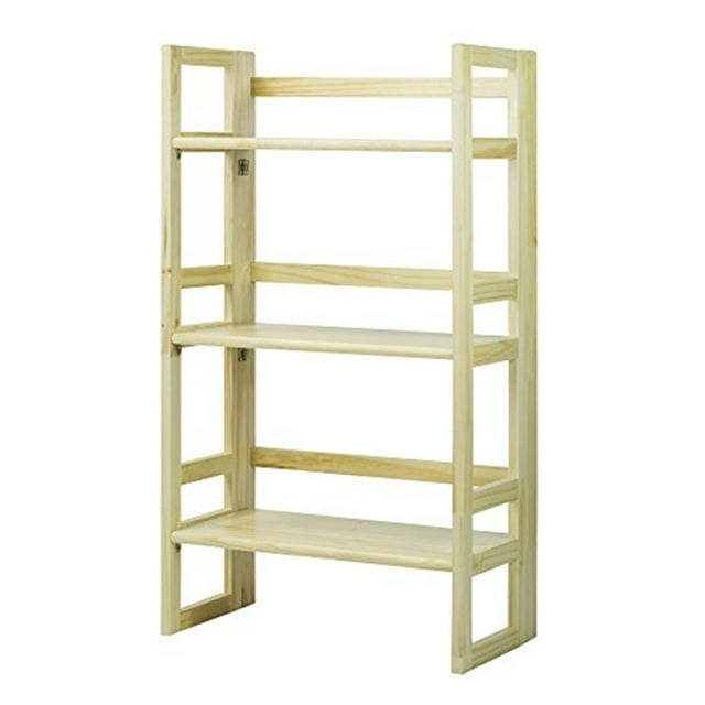 Casual Home 3 Shelf Folding Student Office Bedroom Living Room Bookcase, Natural