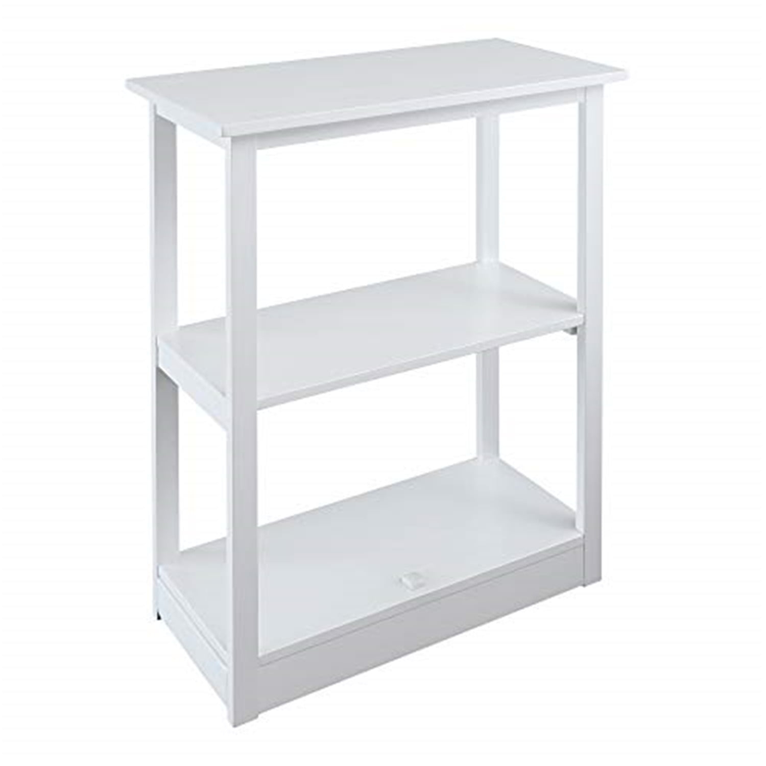 Casual Home Adams 3-Shelf Bookcase with Concealed Sliding Track, Concealment Furniture-Color:White