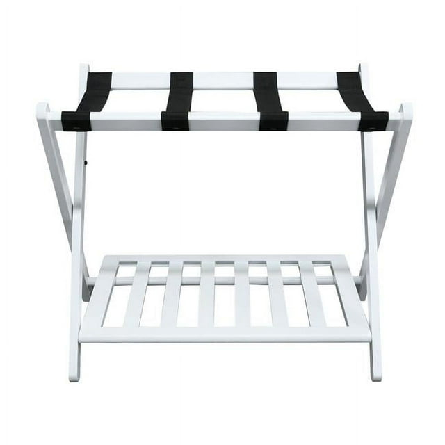 Casual Home  Luggage Rack with Shelf - White