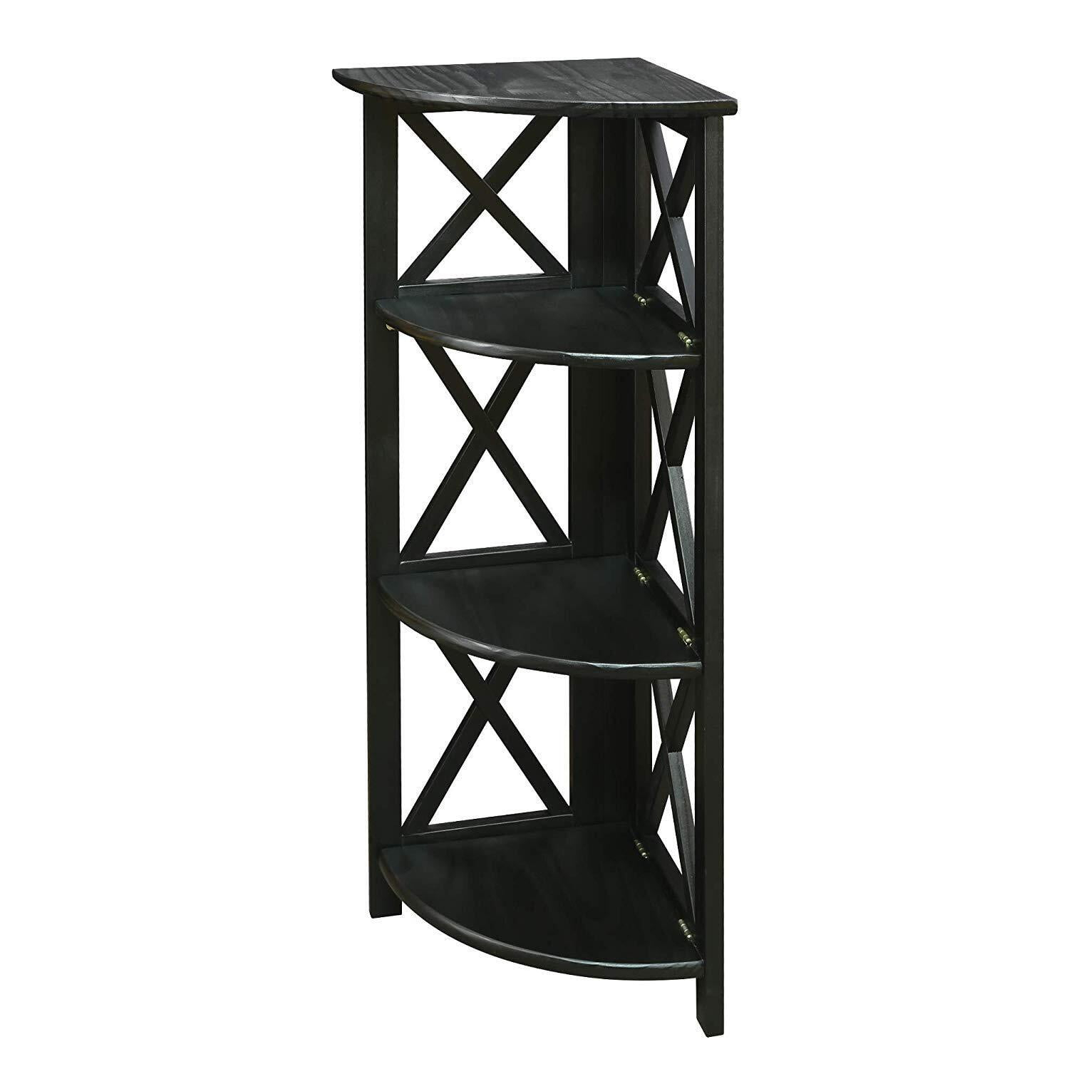 Casual Home Montego 3 Shelf Corner Folding Bookcase with Mantel Top