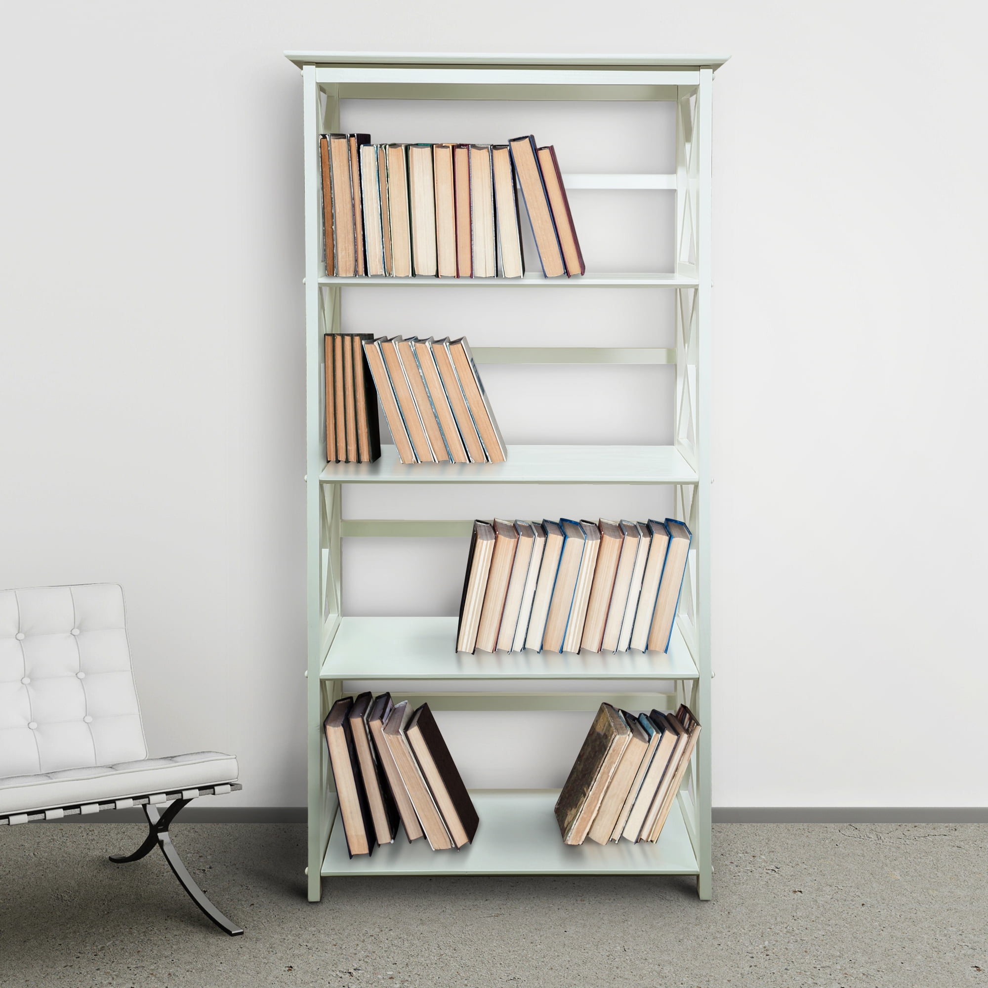 Casual Home Montego Shelf Bookcase-Color:White,Size:5-Shelf