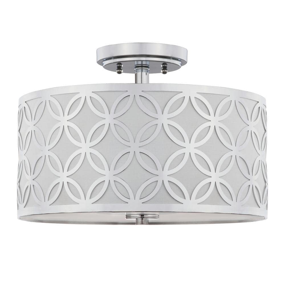 Cecily Leaf Trellis 3 Light 15" Flush Mount - Silver - Safavieh.