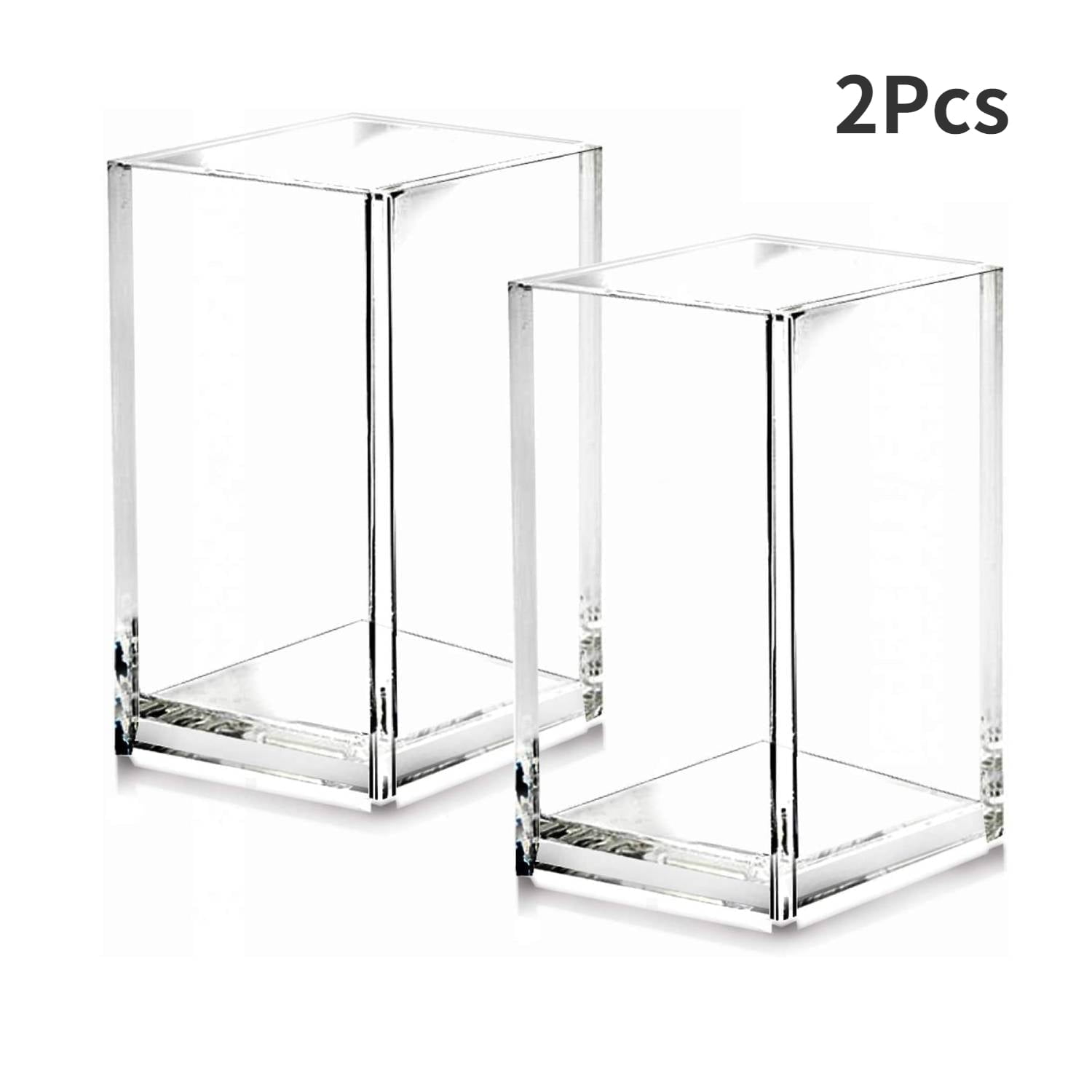 Pen Holder, 2 Pack Acrylic Pencil Holder for Desk, Pen Cups for Desk Supplies Holders, Clear Pencil Organizer for Toothbrush, Straw, Makeup Brush Holder, Home Office Desk Accessories