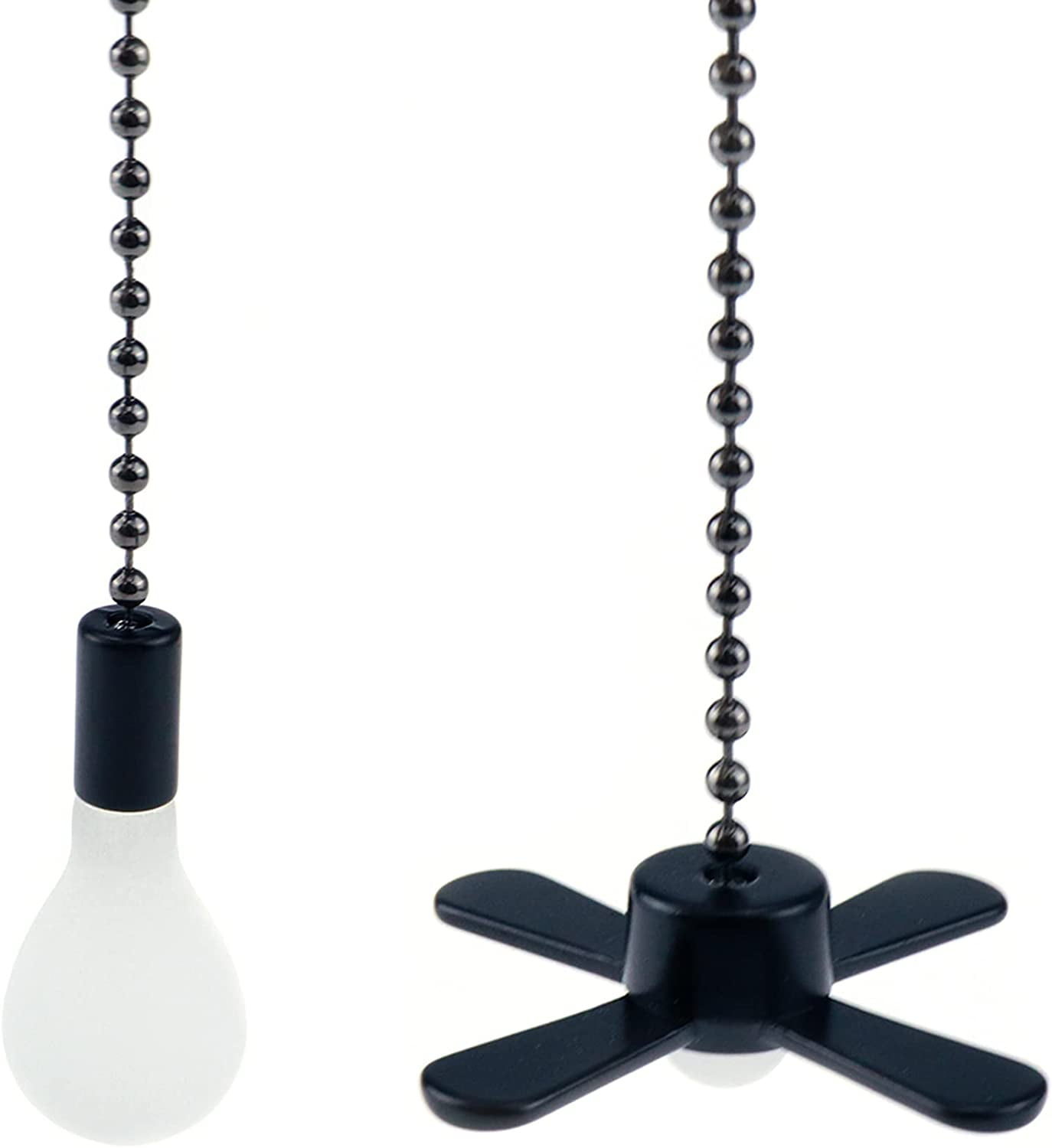Shiogb Clearance Ceiling Fan Zipper Decorative Black-12 inch Ceiling Fan Pull Chain with Decorative Bulb And Cord Ceiling Fan Extension Chain Fan Pull Chain Kit For Ceiling Lamp-Black Promotion Sale