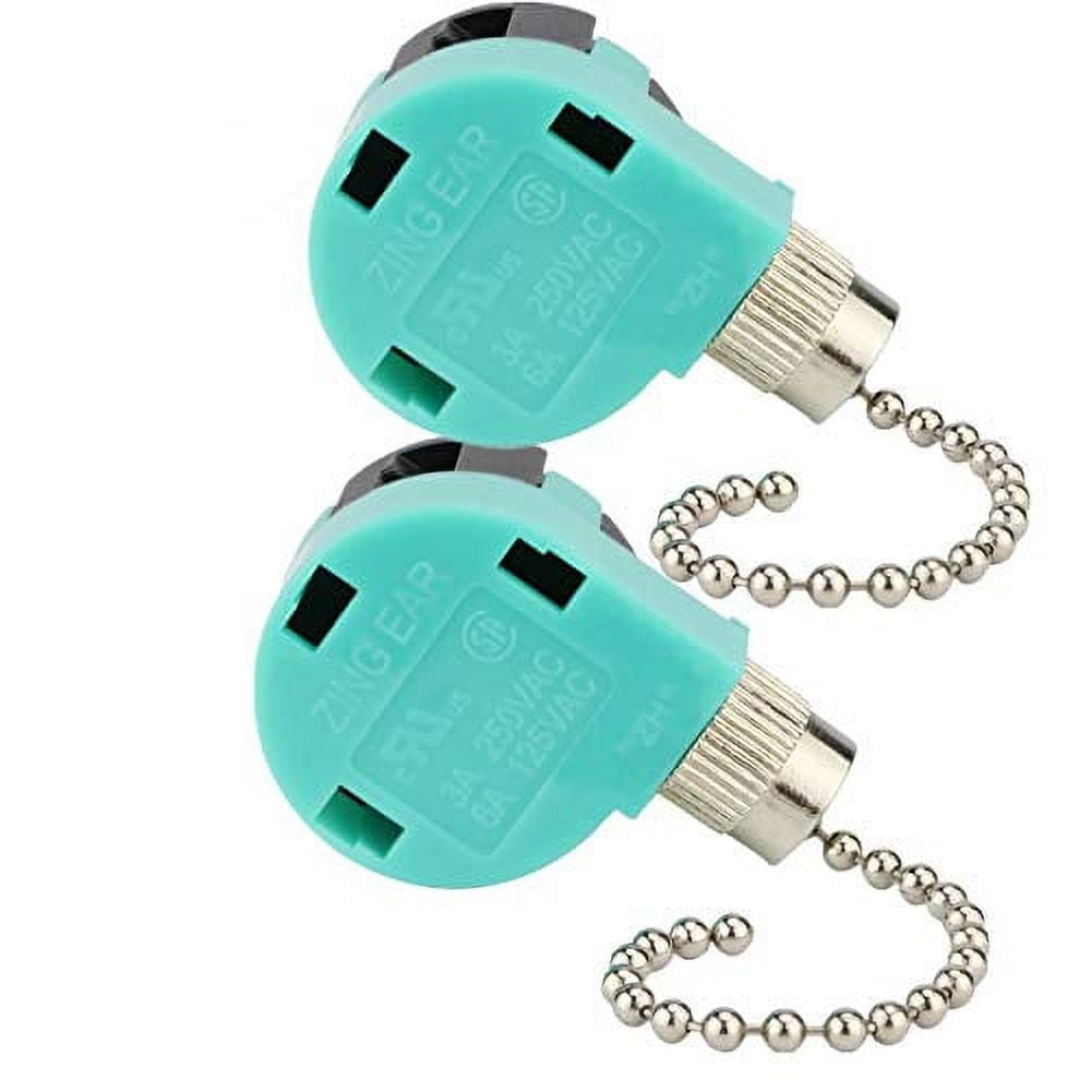 Ceiling Fan Switch 3 Speed 4 Wire ZE-268S6 ZING EAR Wall light Rotary Pull Chain Cord Switch Control Replacement Speed Control 4 Wire Switch for Ceiling Fans Nickel
