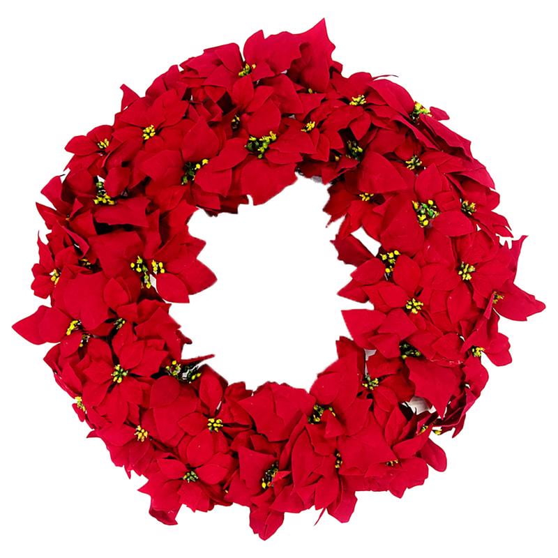 Celebrations 9071023 Poinsettia Wreath Indoor Christmas Decor, Red