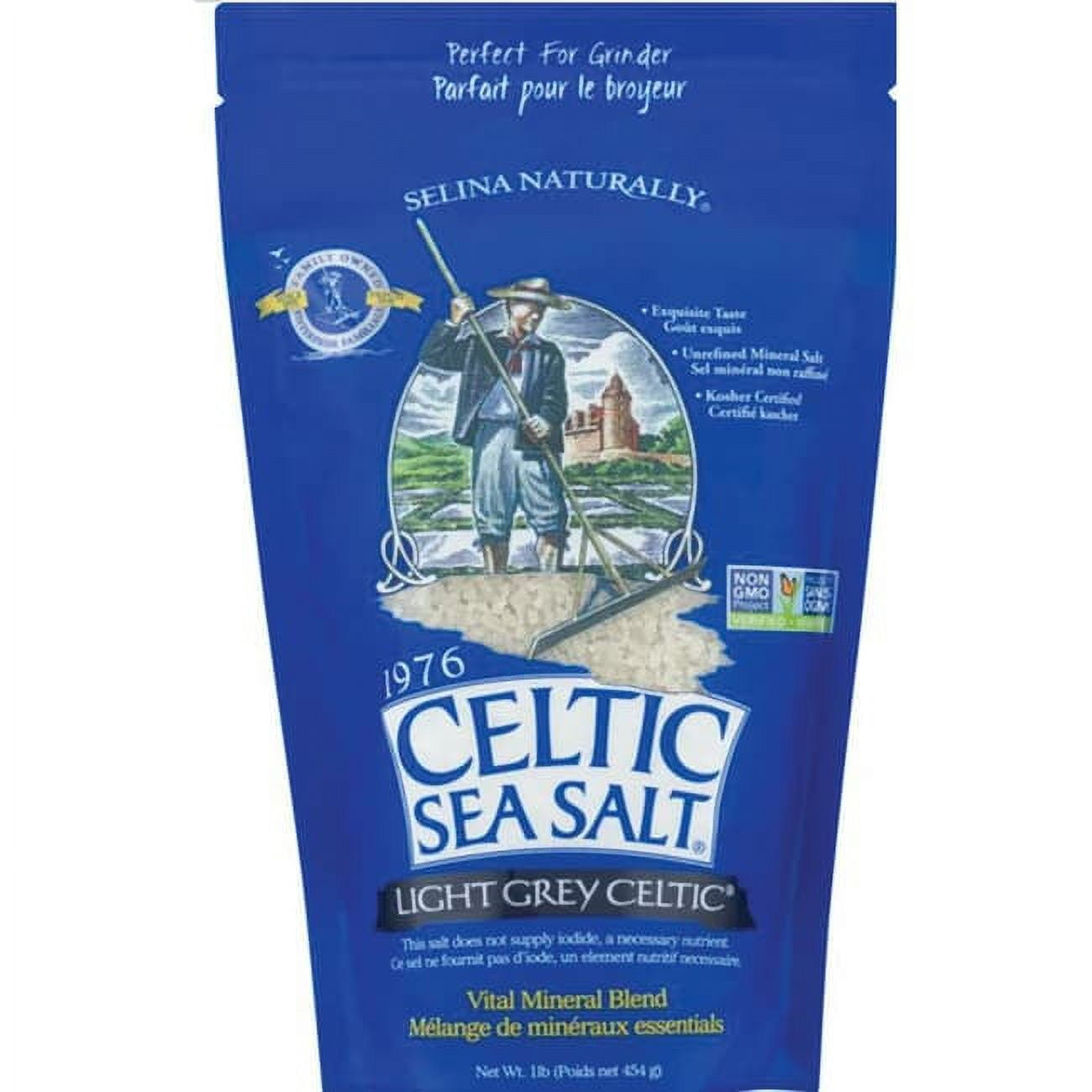 Celtic Sea Salt Light Grey Coarse Sea Salt, 16 oz Bag