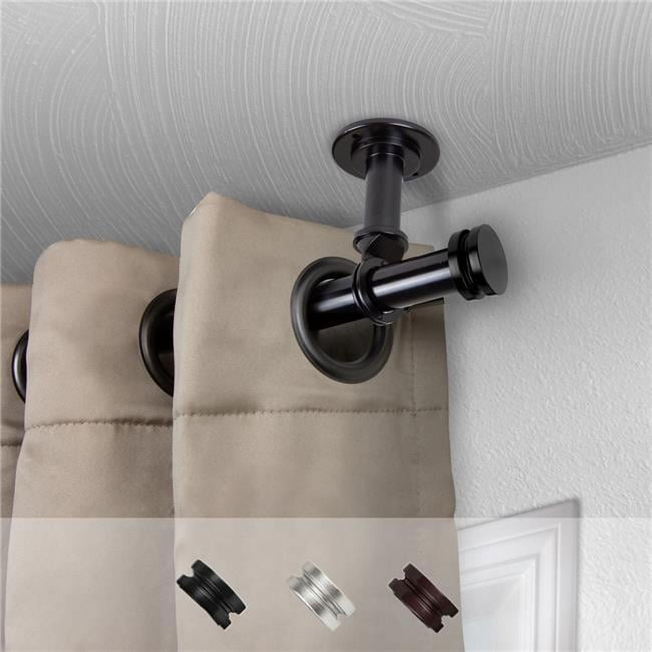 Central Design 100-50-282CL 1 in. Dia. Leo Ceiling Curtain Rod, Black - 28-48 in.