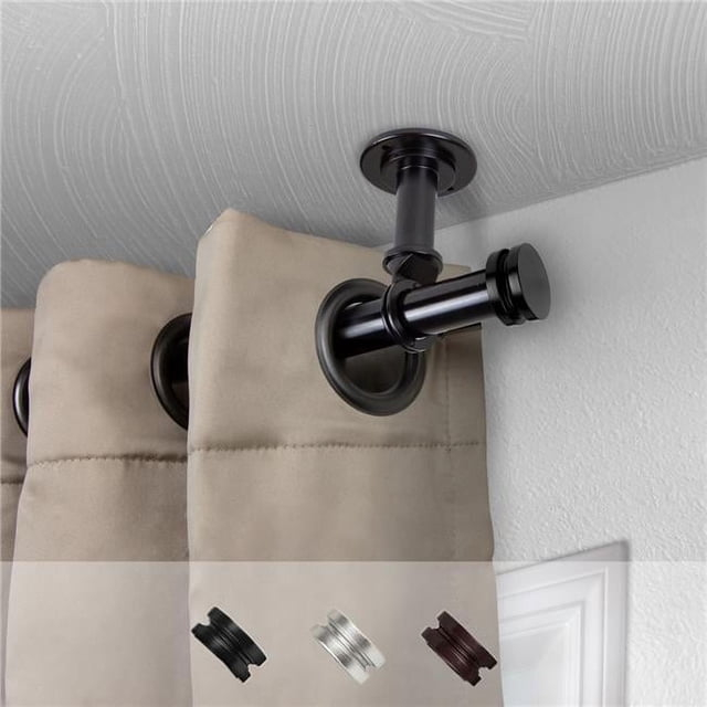 Central Design 100-50-282CL 1 in. Dia. Leo Ceiling Curtain Rod, Black - 28-48 in.