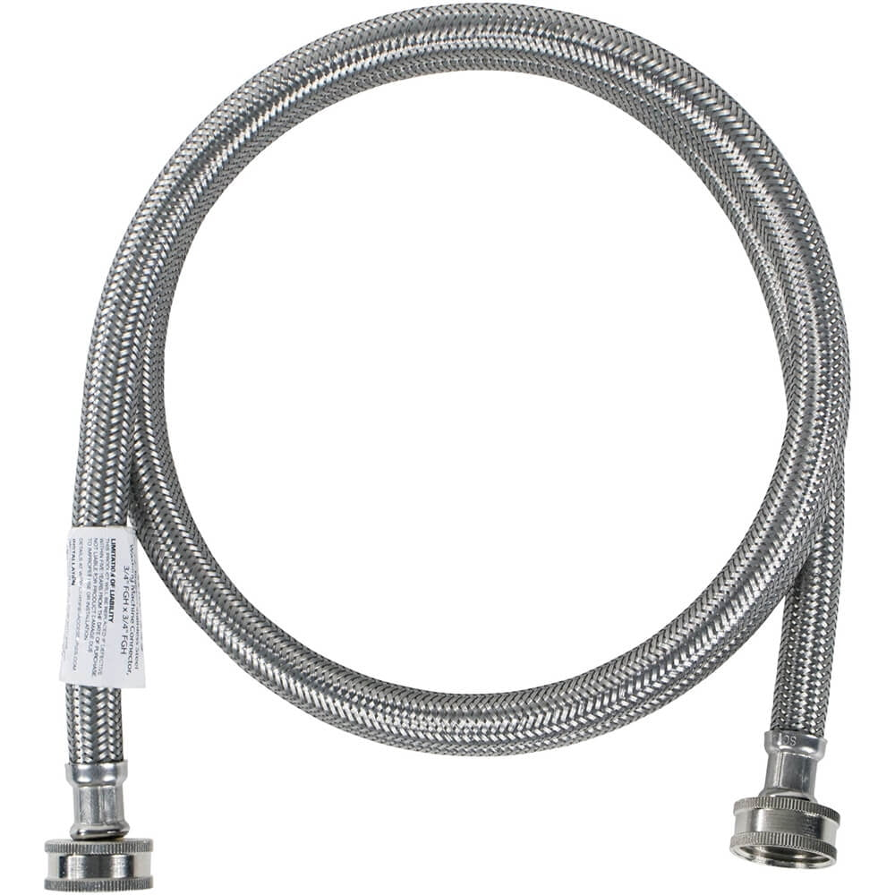 Supco ?" X 6' Stainless Steel Inlet Hose for Washers, 3806FFSS