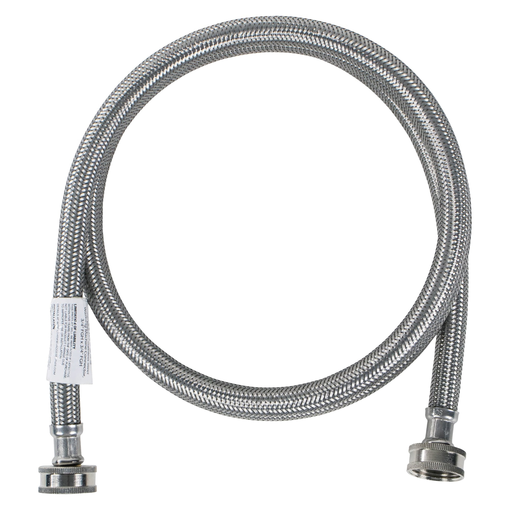 Supco ?" X 6' Stainless Steel Inlet Hose for Washers, 3806FFSS