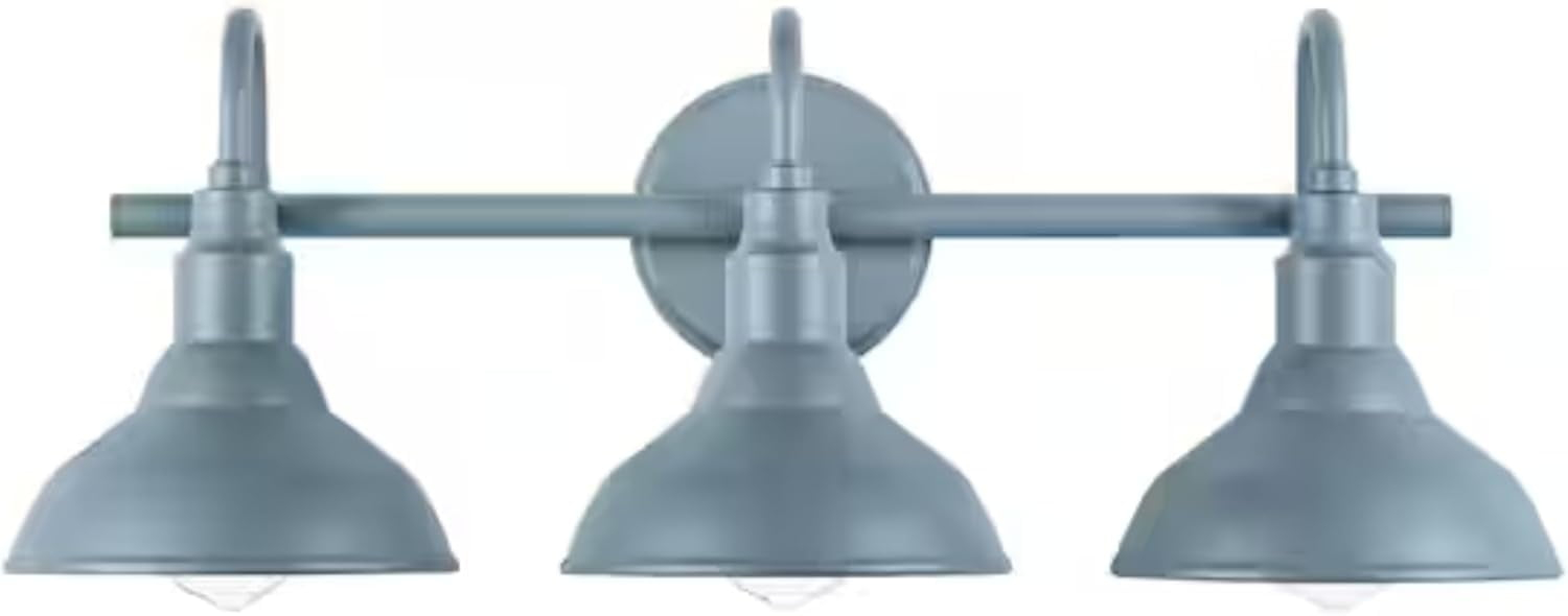 Ceybo Blue 3 Light Bathroom Vanity Light Wall Fixture with Farmhouse Metal Shades, Dimmable Modern Country Home Lighting
