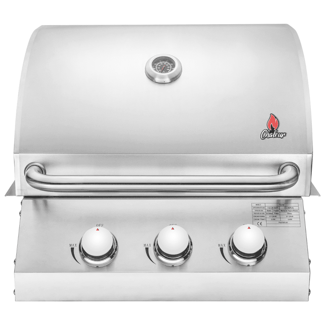 Chaleur Grill Outdoor 23" 3-Burner Built-in Propane Gas Grill, 30000 BTU, Stainless Steel